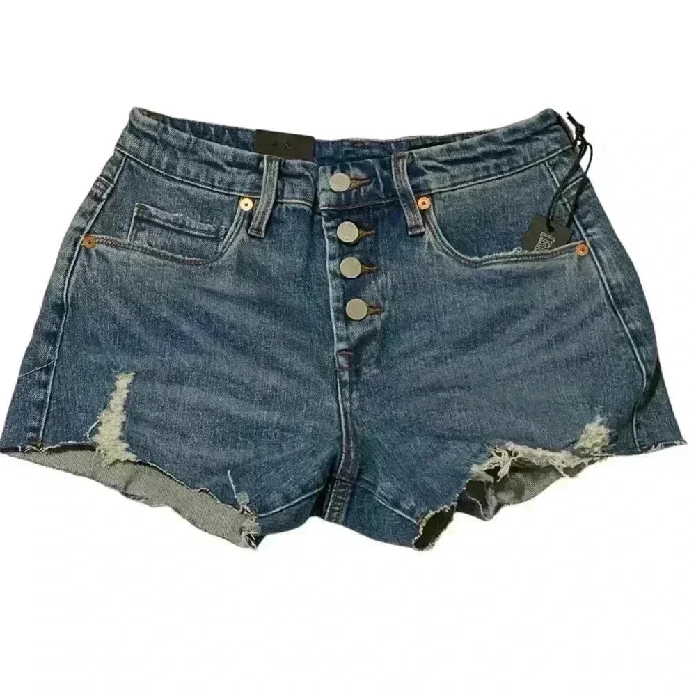 BLANKNYC The Barrow Denim Shorts 26 NWT High Rise Distressed Cutoff Y2K Festival